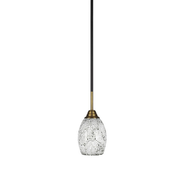 Paramount Matte Black and Brass Five-Inch One-Light Mini Pendant with Black Fusion Shade, image 1