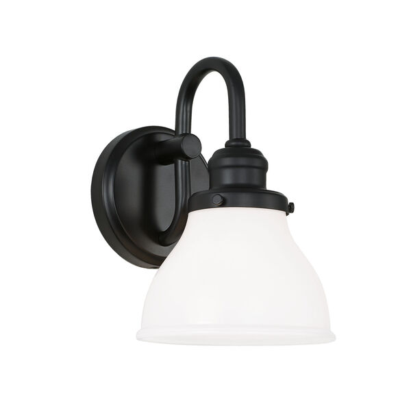Baxter Matte Black One-Light Wall Sconce with Milk Glass, image 1