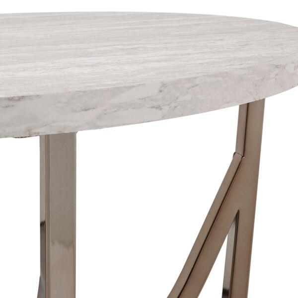Astrid Champagne Gold and White End Table with Marble Top, image 4