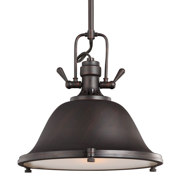 Stone Street Bronze One-Light Pendant with Satin Etched Glass Diffuser, image 1