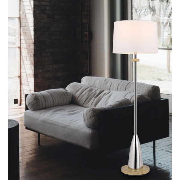 Lockport Chrome and Natural One-Light Floor Lamp, image 3