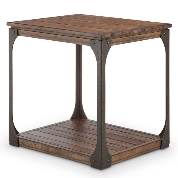 River Station Industrial Reclaimed Wood Rectangular End Table in Bourbon Finish, image 1