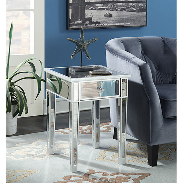 Gold Coast Mirrored End Table with Drawer, image 1