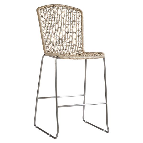 Carmel Natural and Stainless Steel Outdoor Bar Stool, image 1