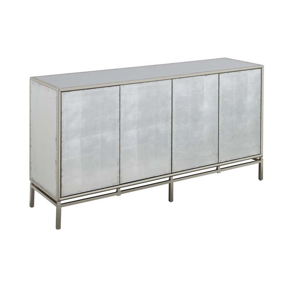 Zariyah Silver Leaf Cabinet with Four Doors, image 1