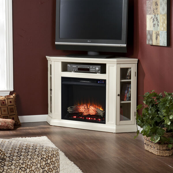 Claremont Ivory Electric Fireplace with Storage, image 3