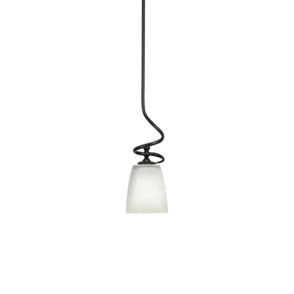 Capri Matte Black One-Light Mini Pendant with Five-Inch White Bell Muslin Glass, image 1