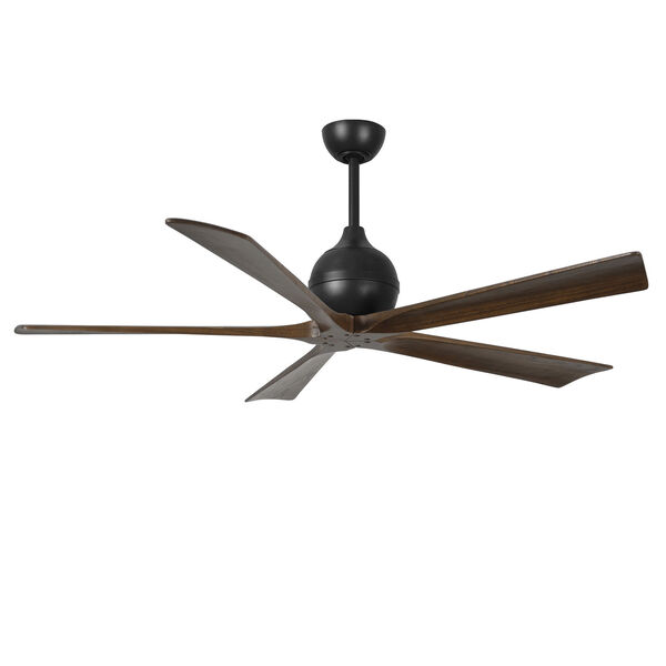 Irene-5 Matte Black 60-Inch Outdoor Ceiling Fan with Walnut Tone Blades, image 4