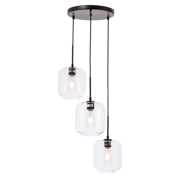 Collier Black 18-Inch Three-Light Pendant with Clear Glass, image 6