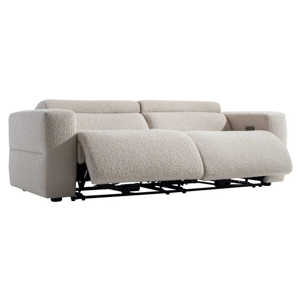Lucca White and Black Fabric Power Motion Sofa, image 2
