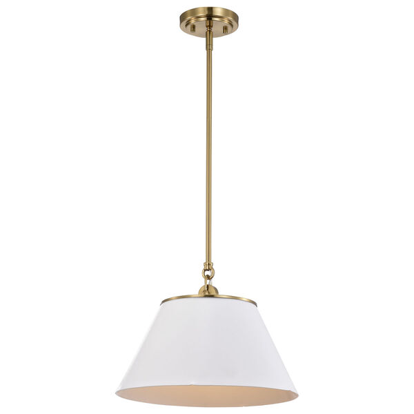 Dover White and Vintage Brass One-Light Pendant, image 2