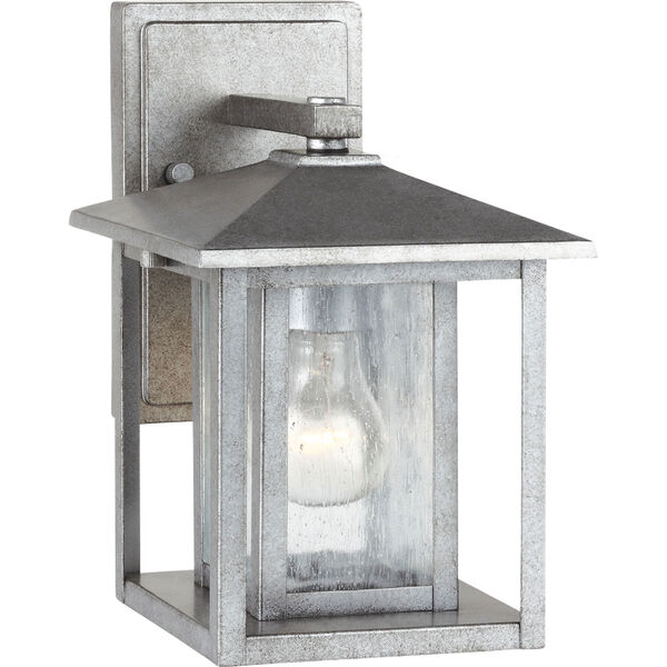 Uptown Pewter 11-Inch One-Light Outdoor Wall Sconce with Seeded Glass, image 1