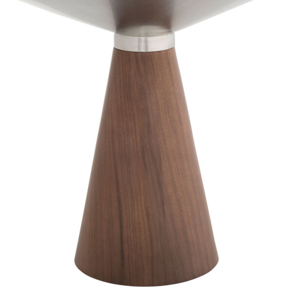 Iris Brushed Silver and Walnut Round Side Table, image 2