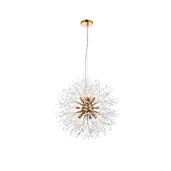 Solace Gold 12-Light Pendant with Royal Cut Clear Crystal, image 1