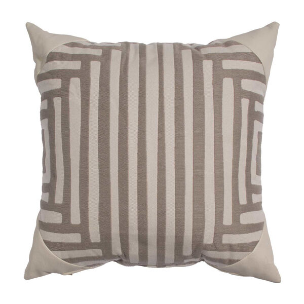 Kubu Taupe and Dove 20 x 20 Inch Pillow with Corner Cap, image 1