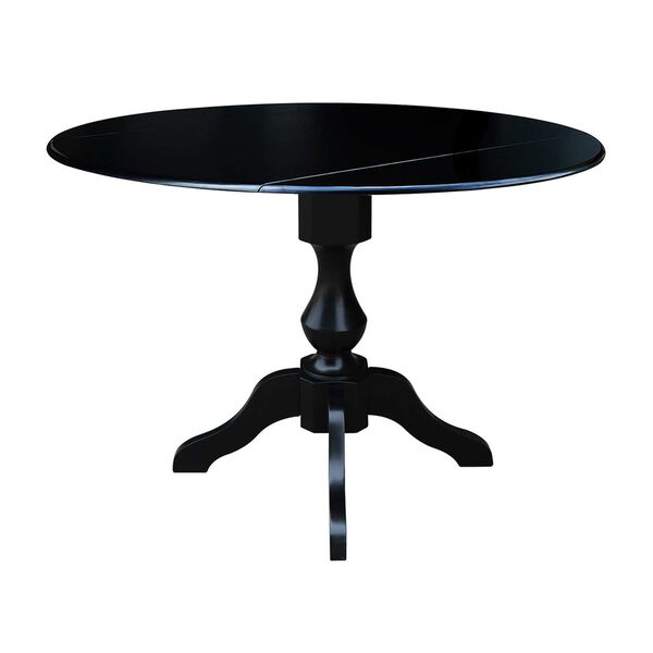 Black 30-Inch High Round Pedestal Dual Drop Leaf Dining Table, image 1