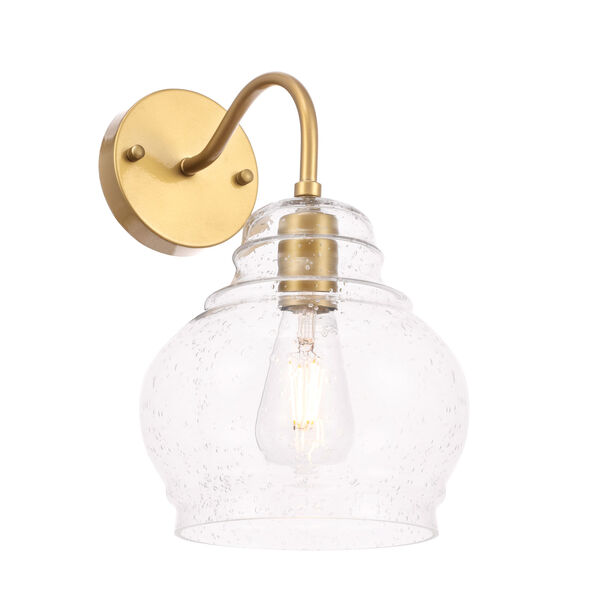 Pierce Brass Eight-Inch One-Light Wall Sconce with Clear Seeded Glass, image 6
