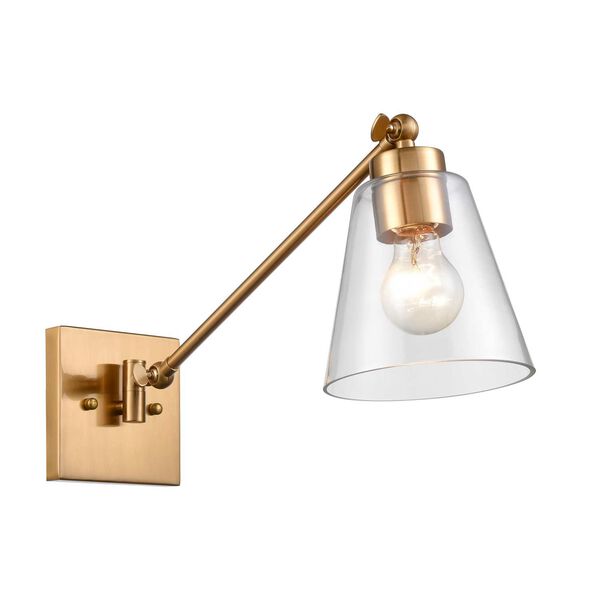 East Point Satin Brass One-Light Swing Arm Sconce, image 1