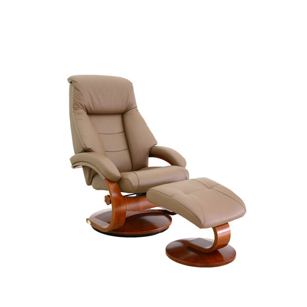 Selby Walnut Sand Top Grain Leather Manual Recliner with Ottoman, image 3