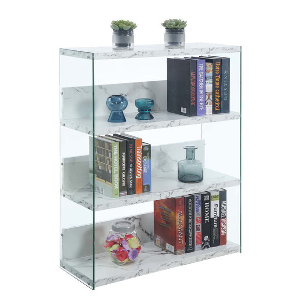 Soho 4 White Faux Marble 12-Inch Four Tier Wide Bookcase, image 2