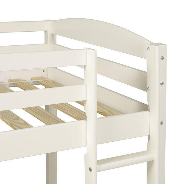 Solid Wood Low Loft Twin Bed White, Solid Wood White Twin Bed