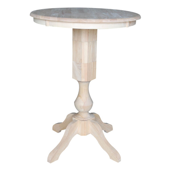 Unfinished 30-Inch Pedestal Bar Height Table, image 1
