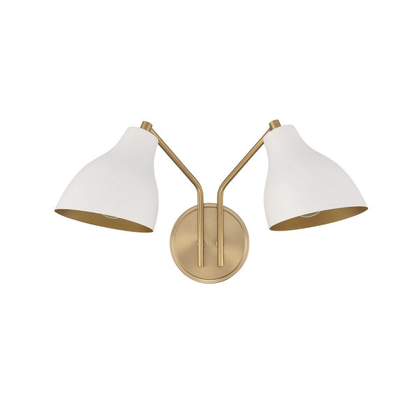 Chelsea White with Natural Brass 10-Inch Two-light Wall Sconce, image 2