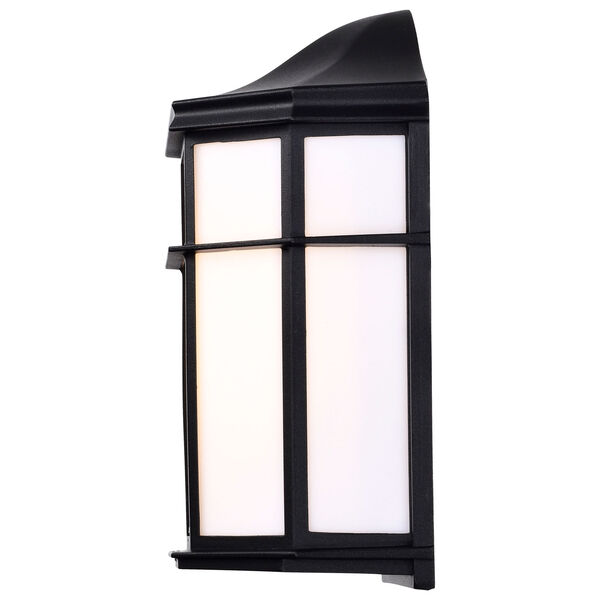 Black LED Cage Lantern Outdoor Wall Mount with White Linen Acrylic, image 6