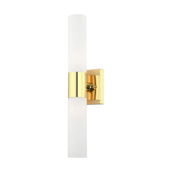 Aero Polished Brass 18-Inch Two-Light ADA Bath Vanity with Hand Blown Satin Opal White Twist Lock Glass, image 4