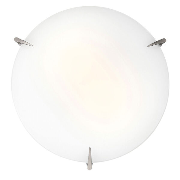 Zenon Brushed Steel Two-Light Flush Mount with Opal Glass, image 1
