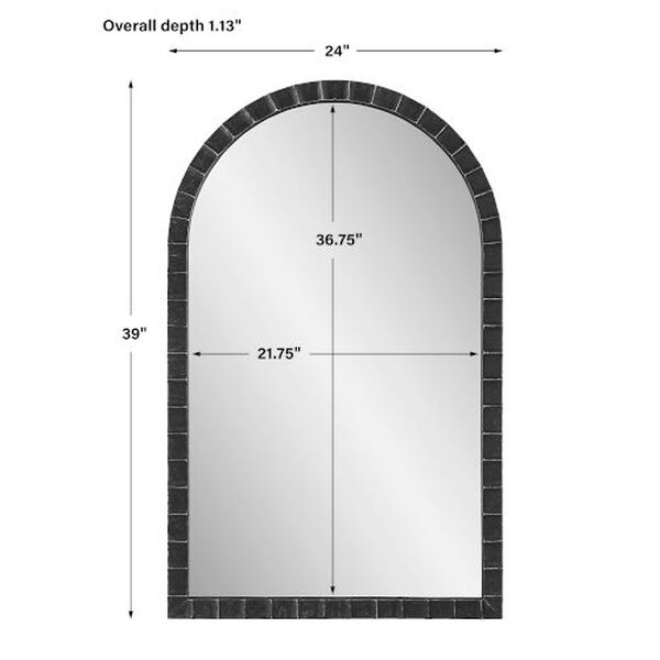 Dandridge Matte Black and Silver 24-Inch x 39-Inch Arch Mirror, image 4