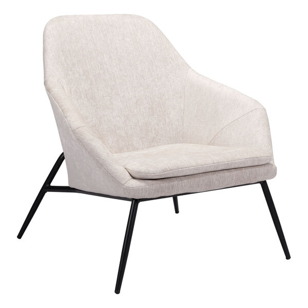 Manuel Beige and Matte Black Accent Chair, image 1