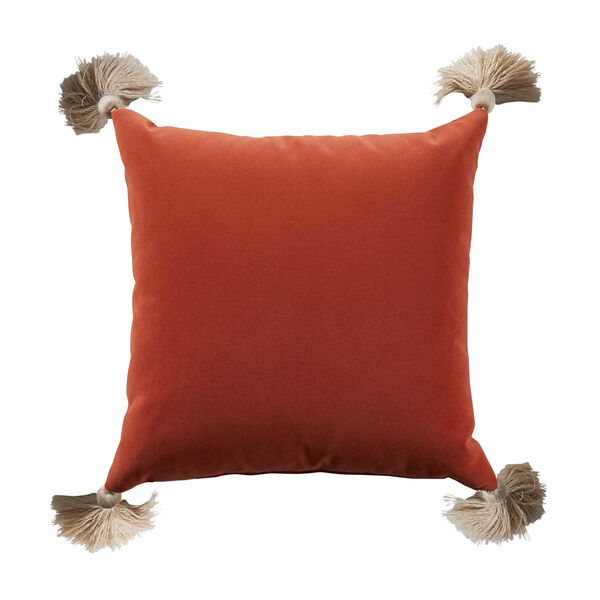 Terra Cotta Velvet and Almond 22 x 22 Inch Pillow with Tassel, image 1