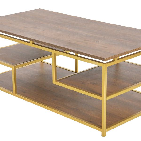 Natural and Gold Mult-Tiered Coffee Table, image 2