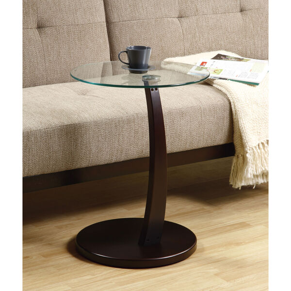 Accent Table - Cappuccino Bentwood with Tempered Glass, image 1