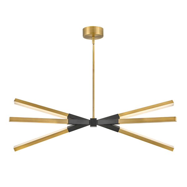 Rae Lacquered Brass Integrated LED Chandelier with Etched Acrylic Glass, image 2