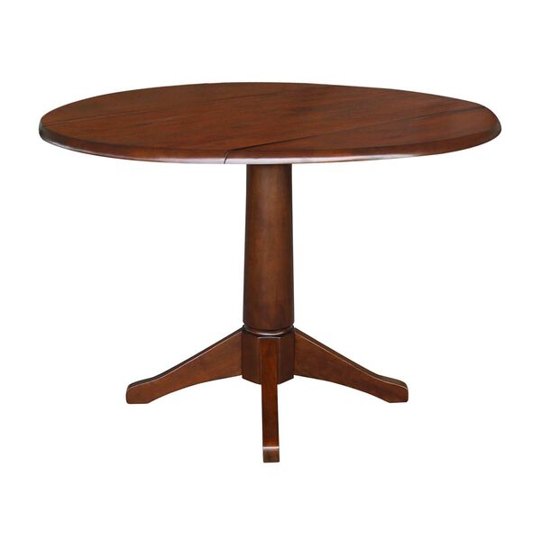 Espresso 30-Inch Round Dual Drop Leaf Pedestal Dining Table, image 1