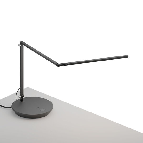 Z-Bar Metallic Black Warm Light LED Slim Desk Lamp with Power Base, image 1