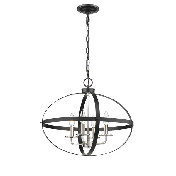 Matte Black and Brushed Nickel 20-Inch Four-Light Pendant, image 1
