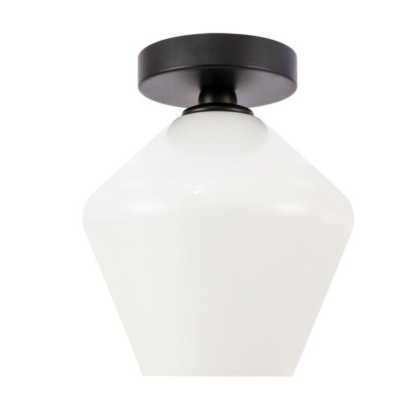 Gene Black Eight-Inch One-Light Flush Mount with Frosted White Glass, image 3