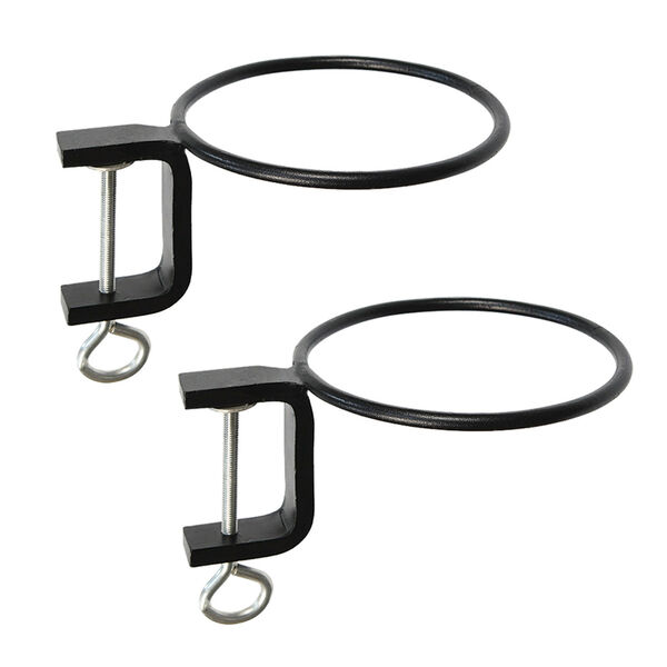 Black Powdercoat 6-Inch Clamp-on Flower Pot Ring, Set of Two, image 1