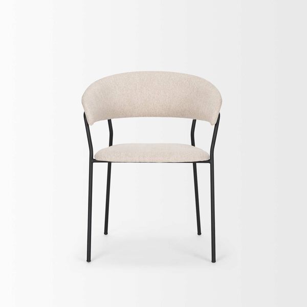 Carolyn Oatmeal Fabric and Matte Black Metal Dining Chair, image 2