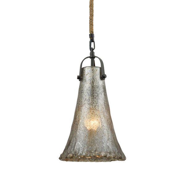Hand Formed Glass Oil Rubbed Bronze 8-Inch One-Light Mini Pendant, image 1