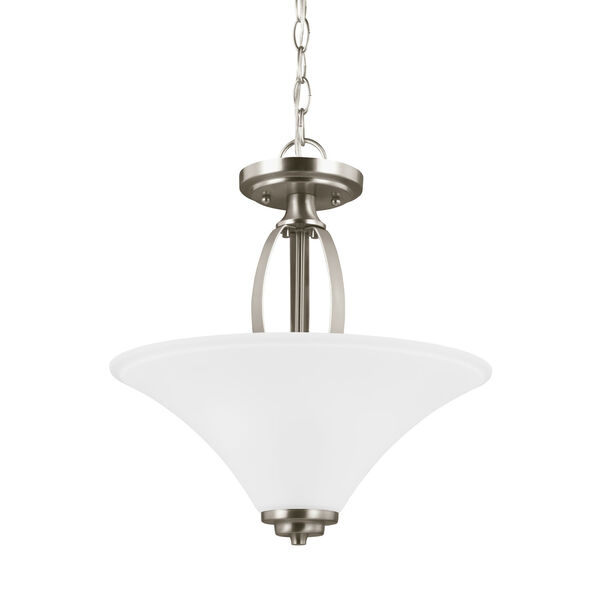 Metcalf Brushed Nickel Energy Star Two-Light LED Convertible Pendant, image 1