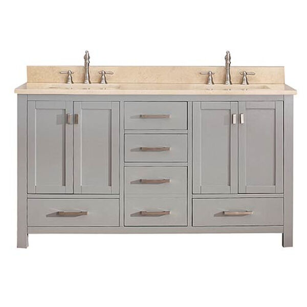 Modero Chilled Gray 60-Inch Double Vanity Combo with Galala Beige Marble Top, image 1