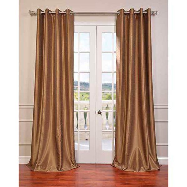 Flax Gold 108 x 50-Inch Vintage Textured Grommet Blackout Curtain Single Panel, image 1