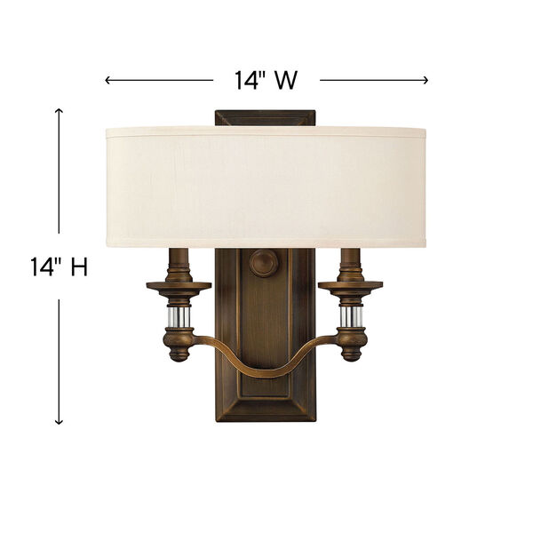 Sussex English Bronze Two-Light Wall Sconce, image 3