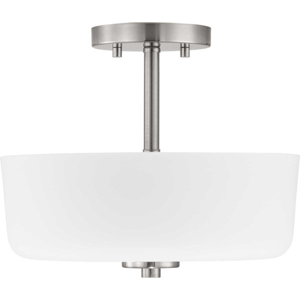 Tobin Brushed Nickel Two-Light Semi-Flush With Etched White Glass, image 3