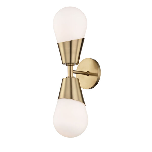 Cora Aged Brass 5-Inch Two-Light Wall Sconce, image 1