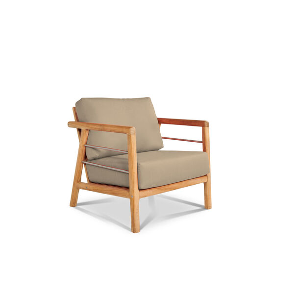 Aalto Natural Teak Deep Seating Four-Piece Outdoor Sofa Set with Sunbrella Fawn Cushion, image 6